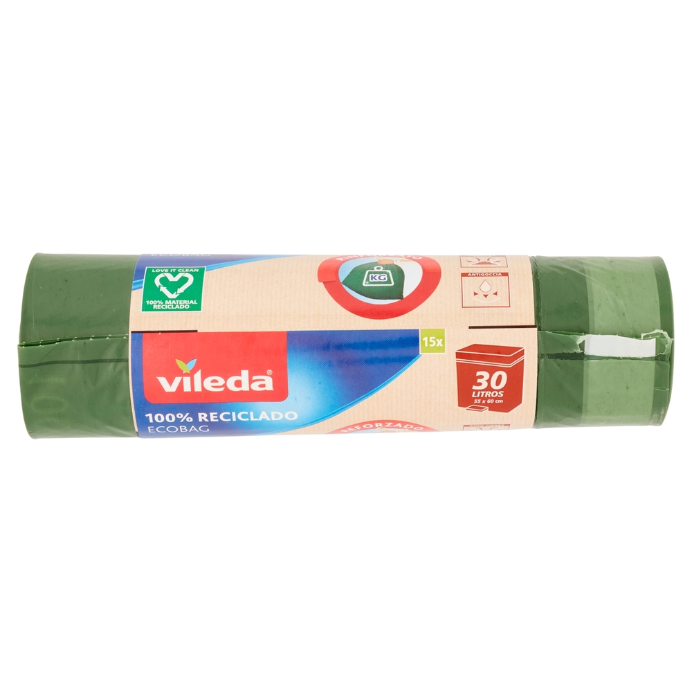 Vileda sacco immondizia Ecobag 100% Riciclato da 30lt, 15 sacchi